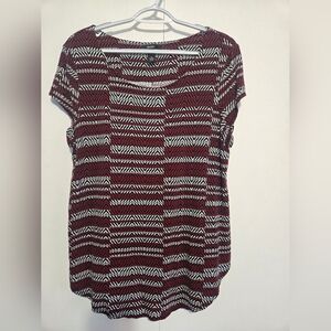 Alfani‎ Red, White & Black Patterned Top